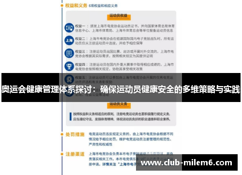 奥运会健康管理体系探讨：确保运动员健康安全的多维策略与实践